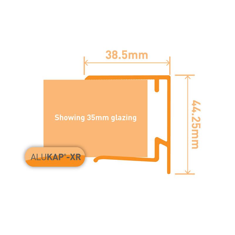 alukap xr aluminium end stop bar Brown 35mm technical profile Image