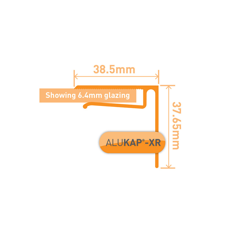 alukap xr aluminium end stop bar Brown 6.4mm technical profile Image
