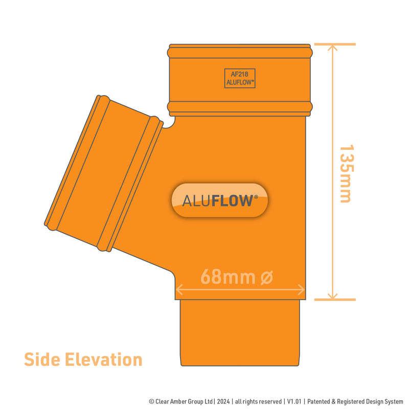 aluflow downpipe y branch technical image