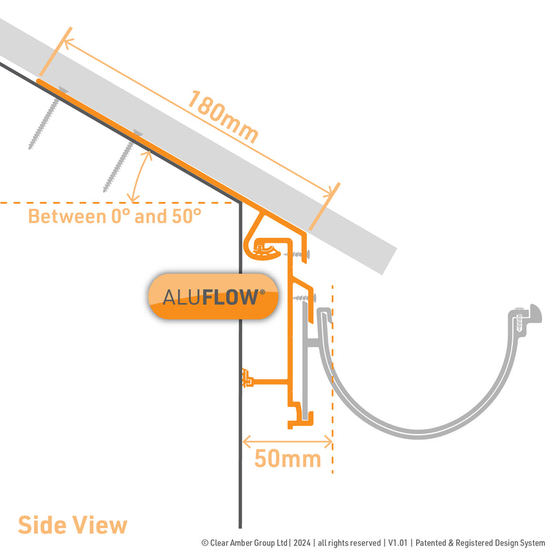 aluflow top hung gutter bracket technical image