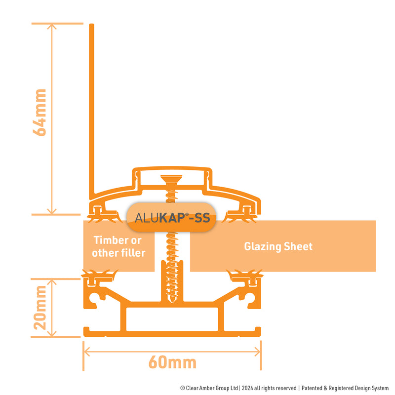 alukap-ss slimline wall bar technical image