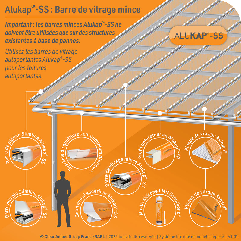 Exemple de toiture profilée Alukap-SS mince autoportante vue éclatée [language-fr]