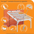 Plaques ondulées transparentes Corrapol Stormproof, schéma éclaté appentis [language-fr]