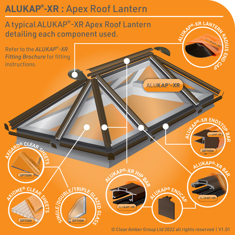 Alukap-XR Glazing Bar Apex Roof Lantern Example Project Brown