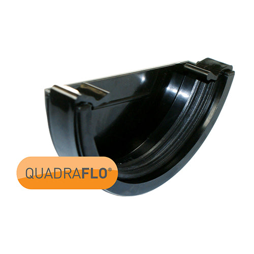 Quadraflo half round external stopend black front view
