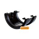 Quadraflo half round union bracket black front view