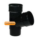 Quadraflo round downpipe 112 branch black front view