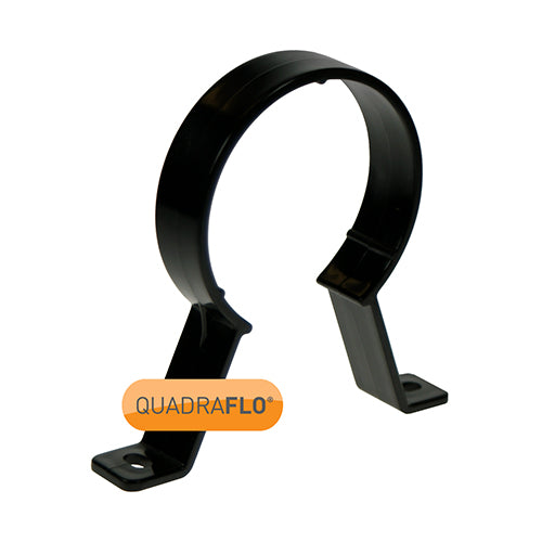 Quadraflo round downpipe bracket black front view