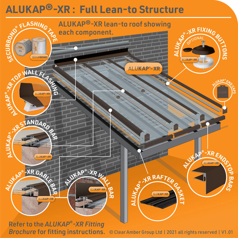 alukap-XR standard glazing bar gasket example lean to project