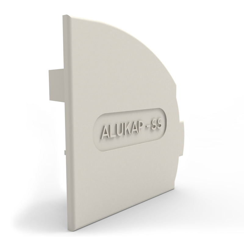 alukap ss wall eaves beam endcap White LH front view