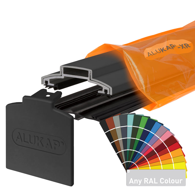 alukap xr 60mm bar Any Ral Colour with 45mm slot fit rafter gasket Colour front view