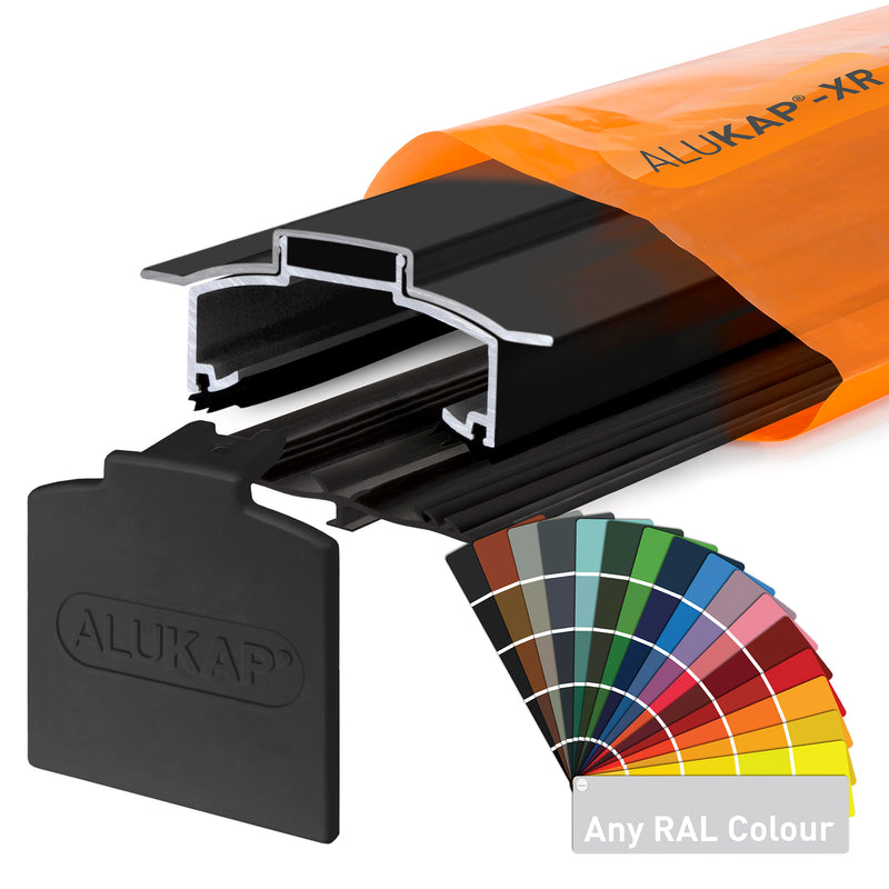 alukap xr hip bar Any Ral Colour with 55mm slot fit rafter gasket Colour front view