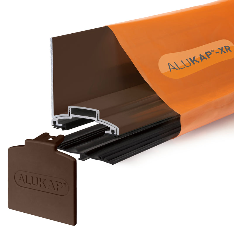 alukap xr wall bar Brown with 55mm slot fit rafter gasket front view