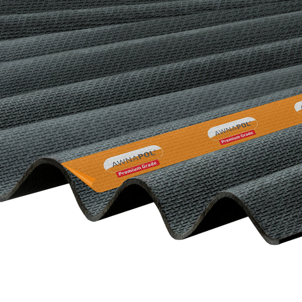 awnapol premium corrugated bitumen sheet Black front view