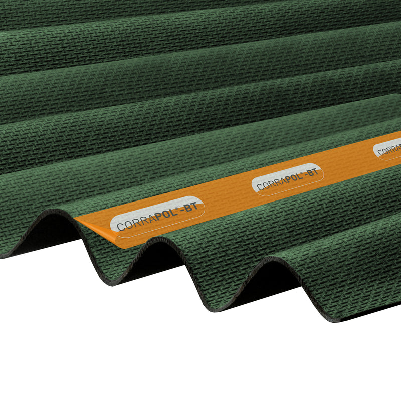 corrapol-bt corrugated bitumen roof sheet Green front view