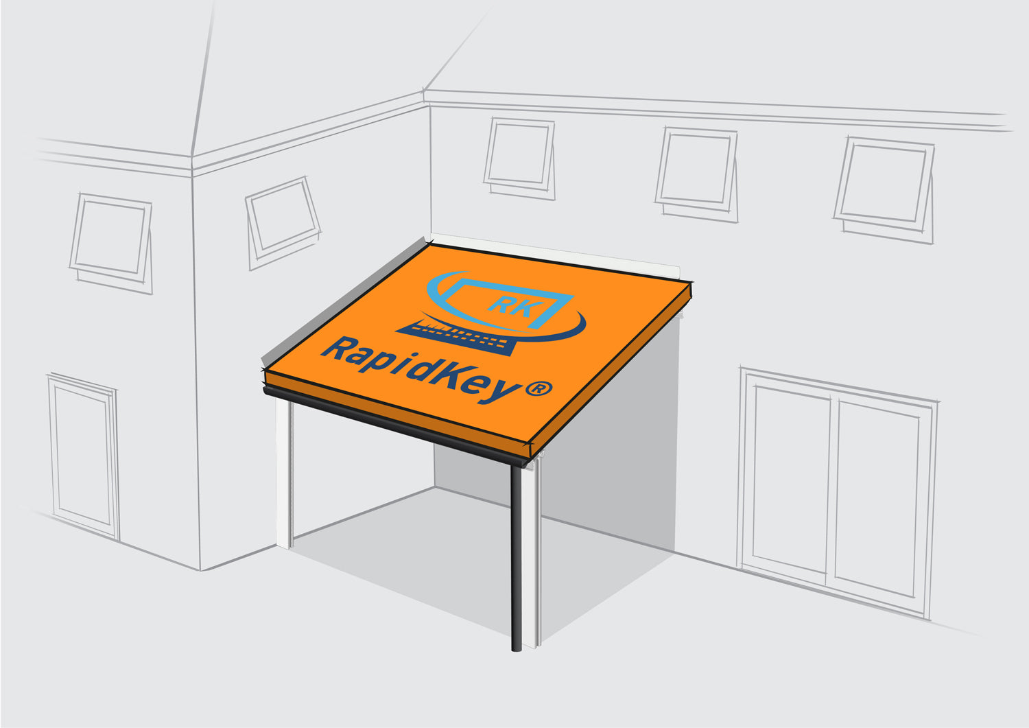 Lean To With Open Sides (Front Posts) - 1 x Wall Upstand and 1 x Gable Side